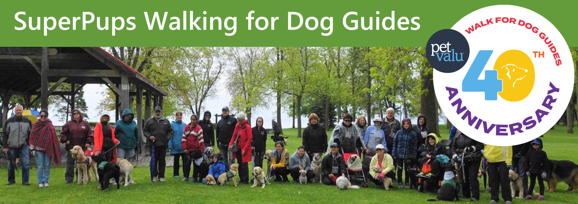 May 2025 banner featuring the Walk for Dog Guides